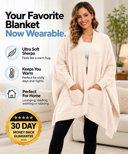 Women's Sherpa Wearable Blanket Poncho