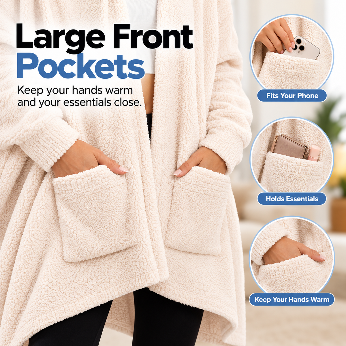 Women's Sherpa Wearable Blanket Poncho