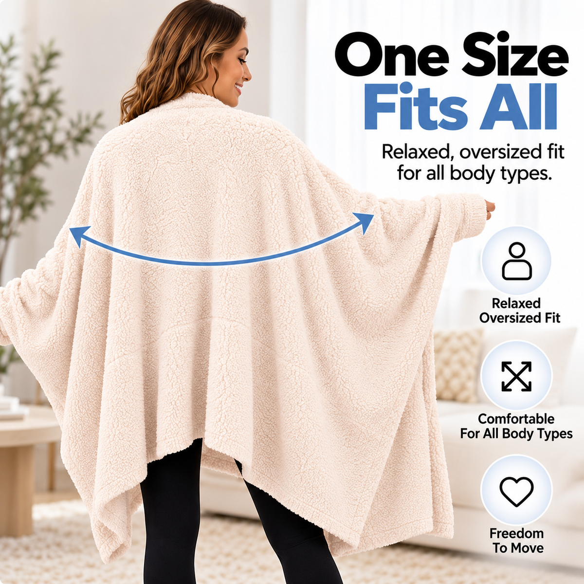 Women's Sherpa Wearable Blanket Poncho