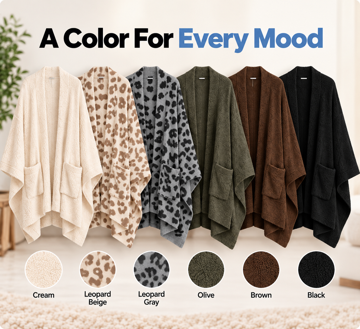 Women's Sherpa Wearable Blanket Poncho
